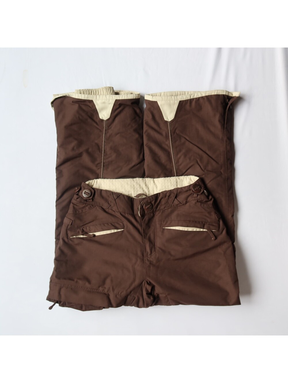 Sepia Brown & Cream Insulated Cargo Snow Pants Women’s Small